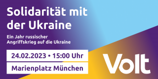 Demo für Solidarität mit der Ukraine am Jahrestag des Angriffskriegs
