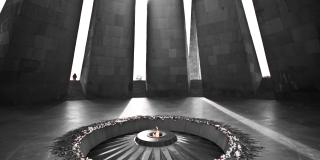 The Armenian Genocide Memorial complex dedicated to the victims of the Armenian genocide, built in 1967 on the hill of Tsitsernakaberd.