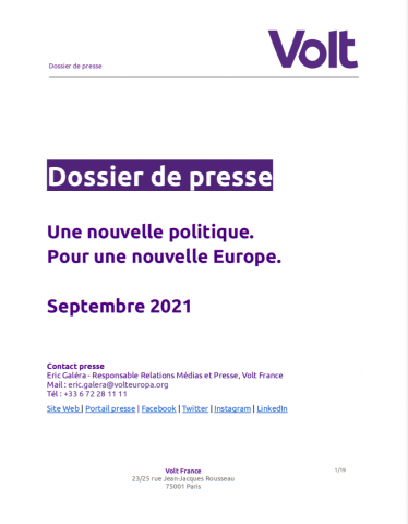 Volt France - Dossier de Presse - Cover