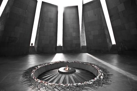 The Armenian Genocide Memorial complex dedicated to the victims of the Armenian genocide, built in 1967 on the hill of Tsitsernakaberd.