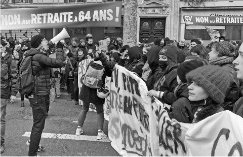 Protests against the pension reform in Paris. March 2023.