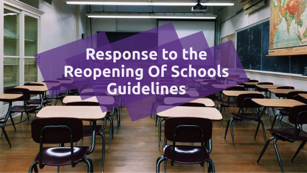 classroom, text : Response to the Reopening Of Schools Guidelines