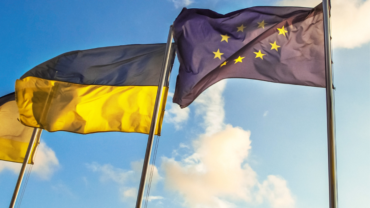 Ukrainian and EU flags