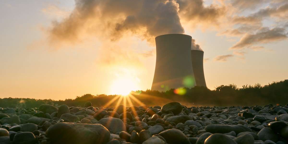 nuclear power plant in sunrise