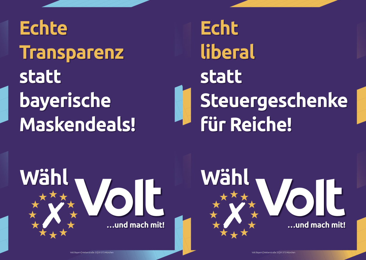 Zwei Plakate zur Landtagswahl 2023 in Bayern